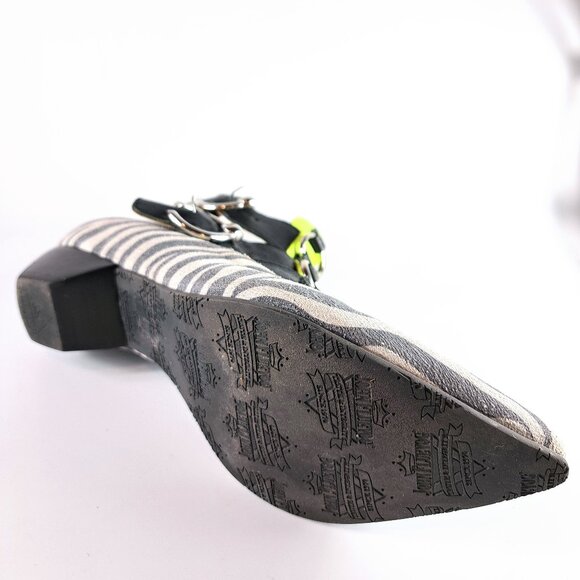 John Fluevog Tammi Rose Ankle Booties Zebra/Green Size 7.5 - Picture 9 of 15